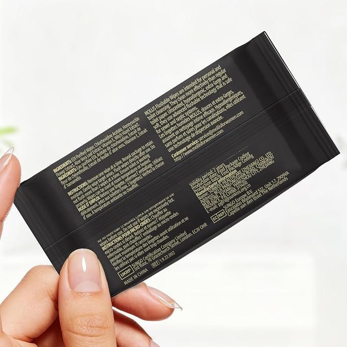 MOLLIS Flushable Travel Wipes with Witch Hazel & Vitamin E, Unscented & Alcohol-Free, Pocket Size Mini Packs, 100% Plant-Based, Safe for Sensitive Skin, 6 Packs (36 Wipes Total)