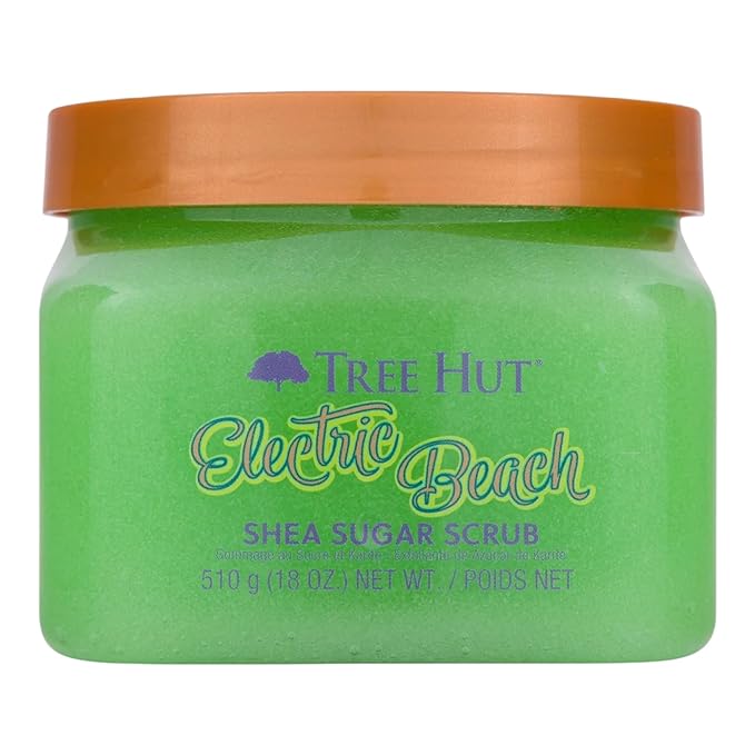 Tree Hut Electric Beach Shea Sugar Scrub, Exfoliating, Hydrating & Moisturizing Body Scrub with Shea Butter & Nourishing Essential Oils, Smooth & Soften Skin, Refreshing Skincare Essential, 18 oz