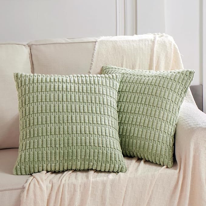 Fancy Homi 4 Packs Decorative Throw Pillow Covers for Living Room Couch Bed, Modern Farmhouse Boho Home Décor Accent Cushion Case, 18" x 18", Sage Green