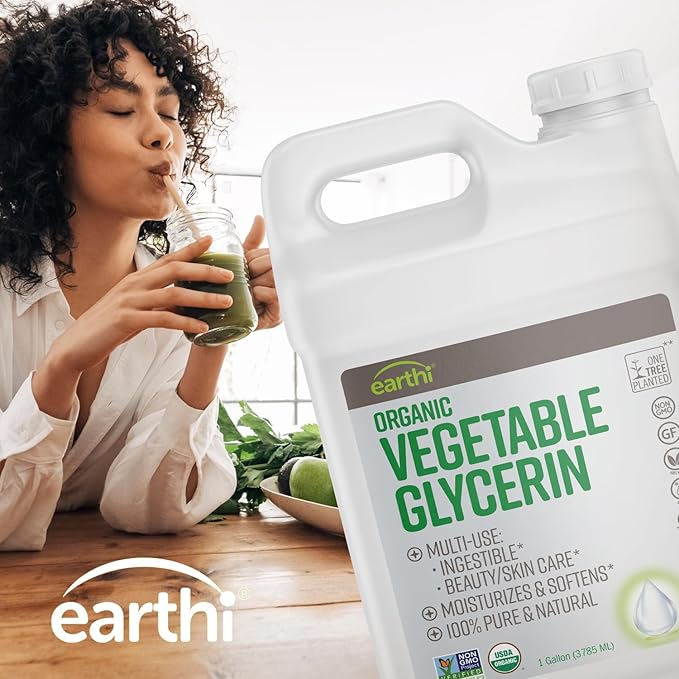 Organic Vegetable Glycerin Liquid - Made from Sustainably Source - 100% Vegan and Natural - Multipurpose, Ingestible, Skin and Healthcare - Vegetable Glycerine Food Grade Organic (1 Gallon)