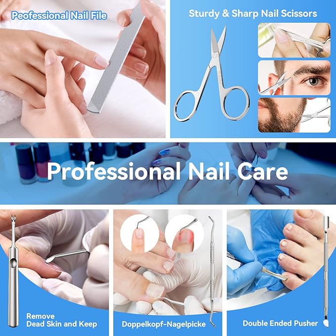 Toenail Clippers for Seniors Thick Toenails, Sharp Toe Nail Clippers Set for Men Women, Heavy Duty Fingernail Clipper Pedicure Tools for Feet, Professional Manicure and Pedicure Kit with Nail Scissors