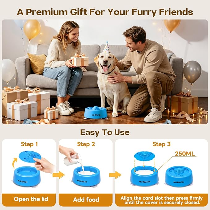 NORMON Dog Lick Bowl Slow Feeder with Rolling Ball & Suction Base