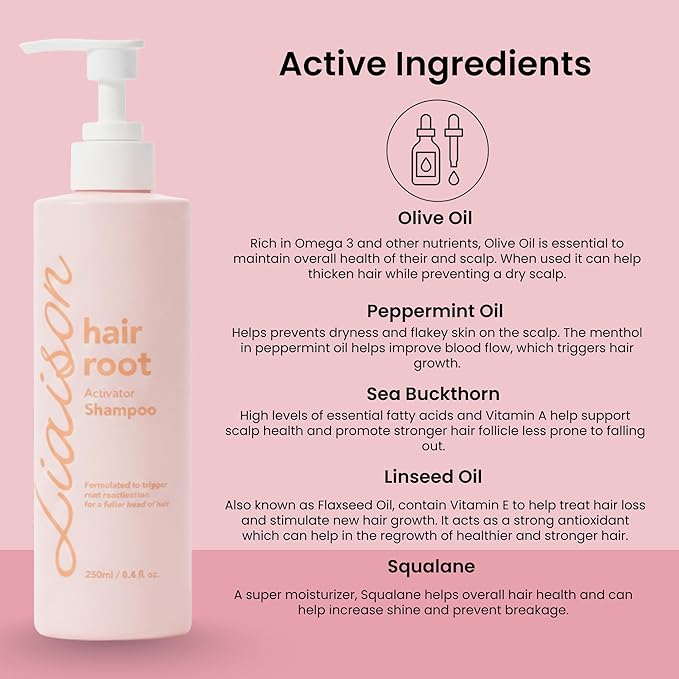Liaison Hair Bond Shampoo for Women with Sea Buckthorn, Olive & Peppermint Oil - Promotes Strong, Thicker and Healthier Hair Growth - Nourishing and Hydrating (1 Pack)
