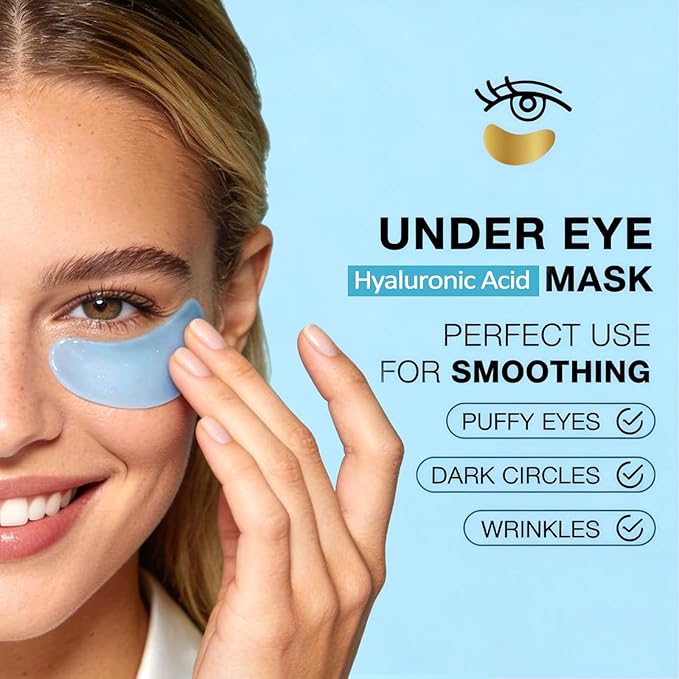 firstfly 60 PCS Under Eye Patch Masks, for Dark Circles, Puffy Eyes, Reduces Fine Lines, Wrinkles, Eye Bags with Collagen & Hyaluronic Acid - Day & Night Skincare Pads,Hydrating & Cooling
