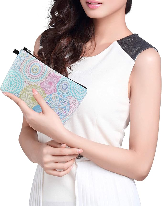 MAGEFY Makeup Bag 6 Styles Portable Travel Cosmetic Bag for Women Flower Patterns Zipper Pouch Sloth Gifts Makeup Pouch with Black Zipper (6 packs)