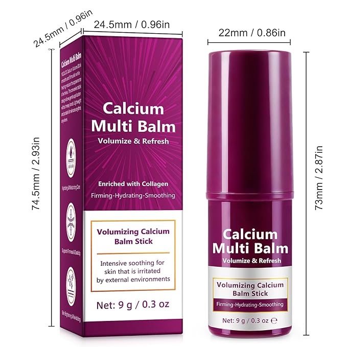 Calcium Multi Balm Stick (2 Pack) - Korean Collagen Moisturizing Cream, Visibly Reduces Wrinkles & Firms Skin, All-in-One Face, Eye & Neck Care for Women & Men, 9g Each