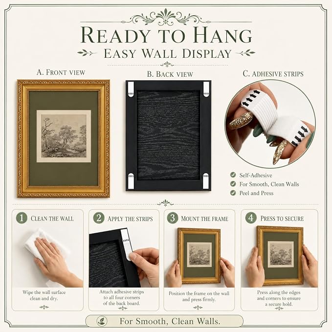 Ymsagrs Gold Frame Vintage Landscape Sketch Canvas Wall Art,24X16in | Neutral Botanical Picture Art,Cottagecore Wall Decor for study, living room, hallway, office or entryway.