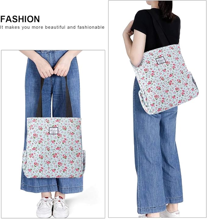 KAMO Floral Tote Bag - Waterproof Lightweight Handbags Travel Shoulder Bag for Hiking Yoga Gym Swimming Travel Beach