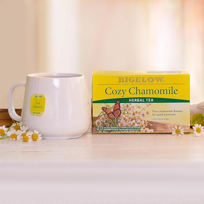 Bigelow,Cozy Chamomile Herbal, Caffeine Free Tea with Chamomile Flowers, 240 Total Tea Bags, 20 Count Box (Pack of 12)