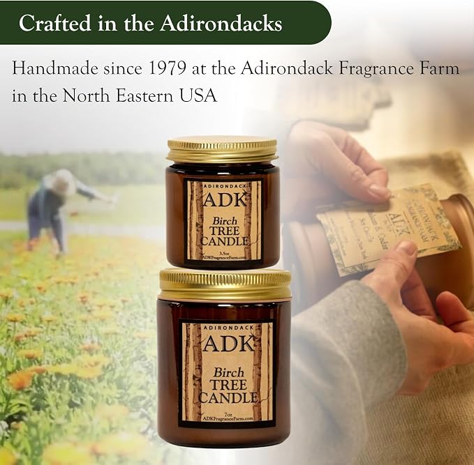 ADK Birch Scented Candle, 3.5 Oz Aromatherapy Candle, Proudly Poured in The USA, Natural Wax for Relaxation and Home Décor, for Gift, Kitchen, and Living Spaces