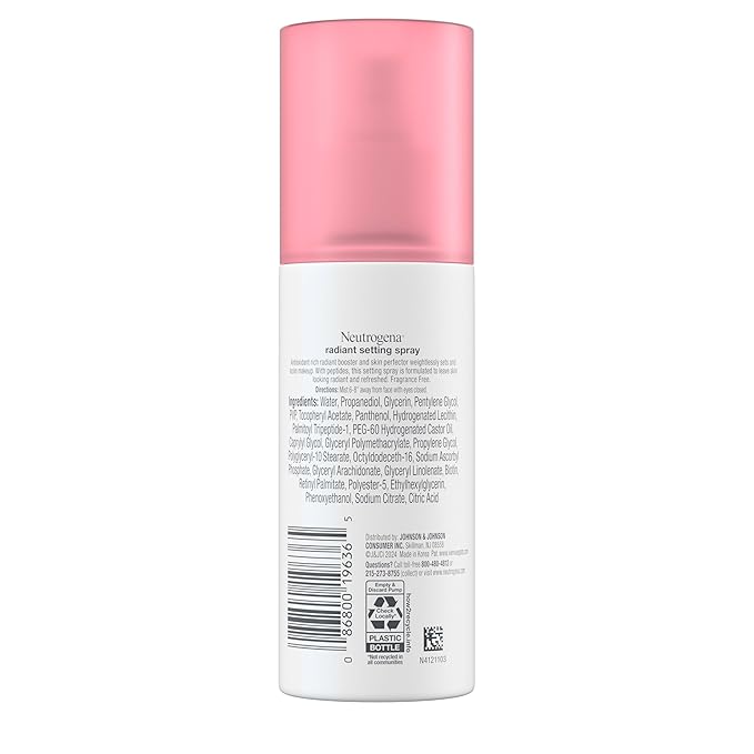 Neutrogena Healthy Skin Radiant Setting Spray, Long-Lasting Face Mist with Antioxidants & Pep-tides, Lightweight Hydrating Formula Locks Makeup for Glowing, Refreshed Skin, 3.4 fl. Oz