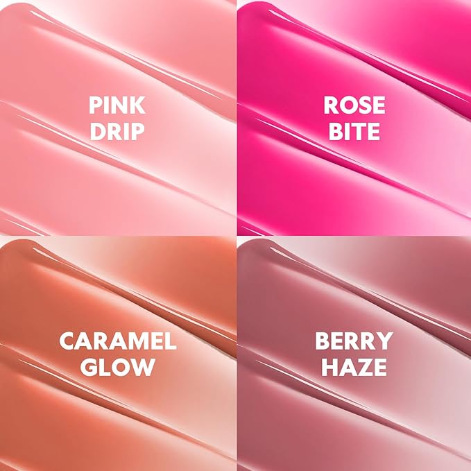 Hydrating Glaze Lip Balm, tinted Lip Balm with 24HRs of Smooth, Moisturizing Shine, Non-Sticky Shine with Hyaluronic Acid, Sheer Baby Pink (Rose Bite)