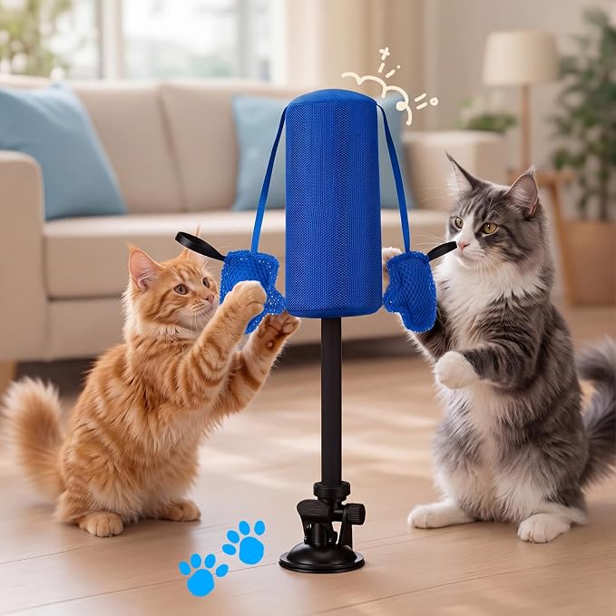 1 Pcs Cat Punch Bag Toy Suction Cup Base Catnip,Blue