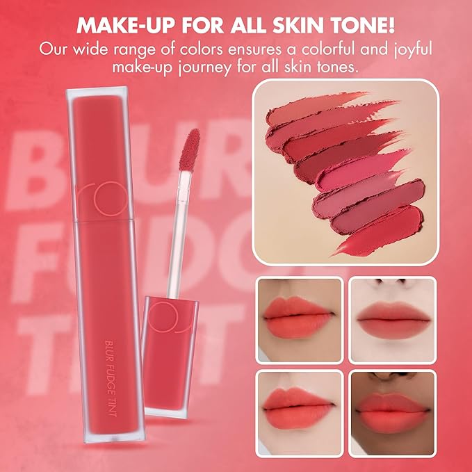 rom&nd Blur Fudge Tint (09 Coral Jubilee) 5g - K-Beauty Velvety Matte Lip Stain, Non-Drying Blurring Effect, Smooth Fudge Texture, Universal Shade for All Skin Tones