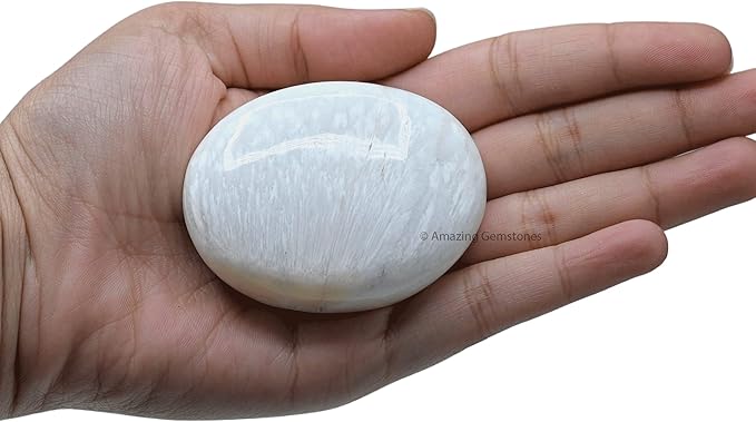 Amazing Gemstone Scolecite Crystals and Healing Stones - Extra Large Palm Stone Crystals Piedra - Crystal for Good Luck, Positive Energy, Meditation - Unique Stocking Stuffers Gifts for Women, Men