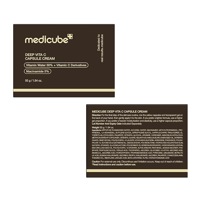 medicube Capsule Cream with Deep Vitamin C | Liposome Vitamin C Golden Capsule for Radiance & Firm-Looking Skin | Hydrating Glow Gel Texture | Korean Skincare, 1.94 oz