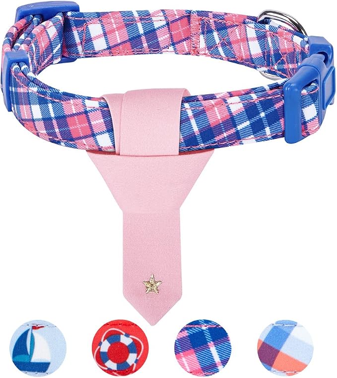 Blueberry Pet 4 Patterns Multiple Hues Scottish Plaid Style Adjustable Tie Dog Collar, Medium, Neck 14.5"-20"