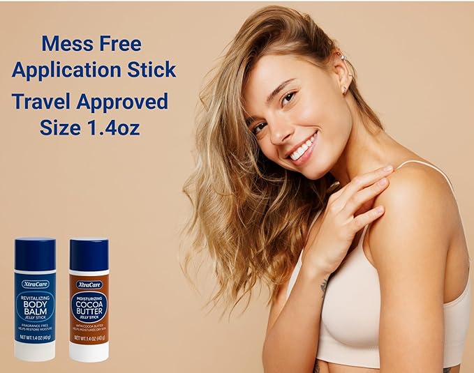 Fragrance Free Body Balm Stick with Petroleum Jelly - 2 Pack Moisturizing Travel Size Balm for Dry Skin - Mess-Free Application & Deep Hydration - 1.4oz Each Portable Skin Care Stick