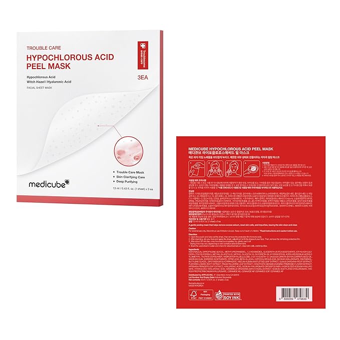 medicube Hypochlorous Acid Peel Mask 3EA | Peel-Off Sheet Mask for Excess Sebum, Pores & Blackheads | Panthenol, Hyaluronic acid for Hydrating & Pore-Refining Care | Korean Skincare, (13ml X 3ea)