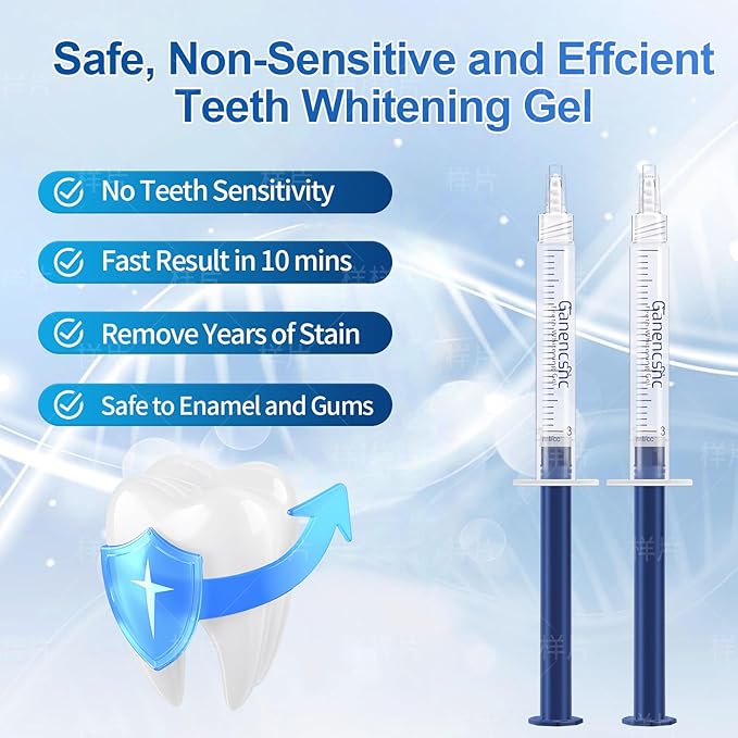 44% Ganencsnc 10 Syringes (3ml) - Teeth Whitening Gel Refills - Strong 44% Carbamide Peroxide Formula - Compatible with Teeth whitening Kit-Teeth Whitener for Coffee & Wine Stains