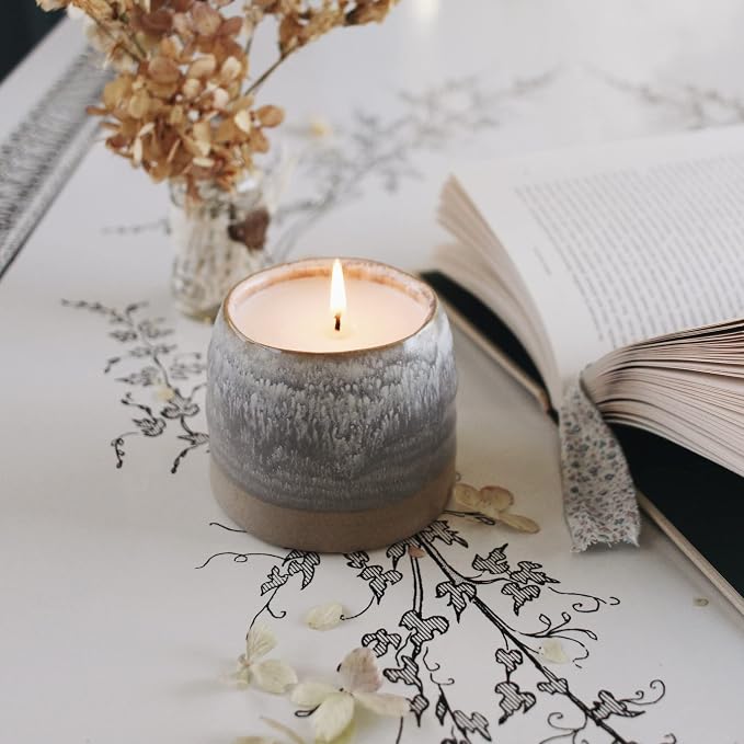 Hyggelight - The Growing Candle, Lemongrass Scented, 10oz Ceramic Pot, Single Wick Aromatherapy Candles, 100% Soy for Women and Men, Greta