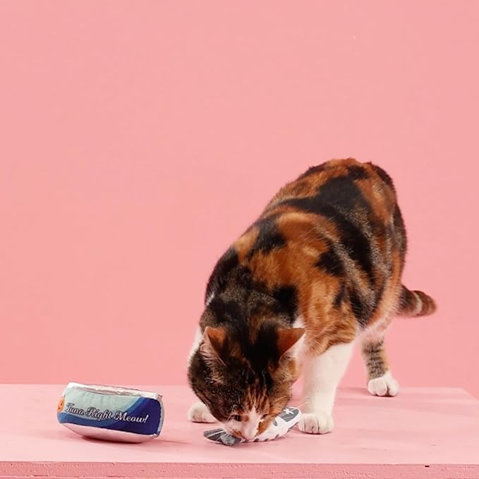 Fringe Studio Plush Cat Toy Set, Tuna Right Meow, Mini 2 Piece Set, Pet Shop Collection (692005)