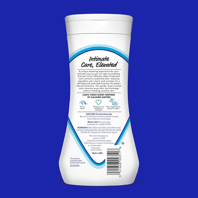 Summer's Eve Ultimate Odor Protection Daily Feminine Wash,pH-Balanced Formula Body Wash for Women with Boric Acid Helps Control Vaginal Odor,15 Fl Oz,(Pack of 2)