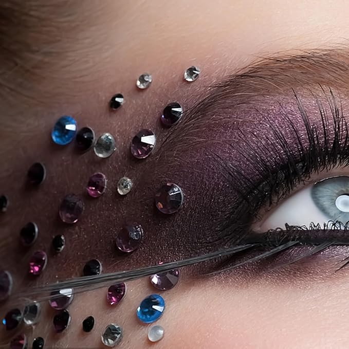 Rhinestone Stickers for Crafts Clear Crystal Tweezers Decals Face Gems Pearls for Makeup Stick on Body 3/4/5/6MM Color Hair Nails Craft DIY Gems for Nails Makeup Decor 975PCS
