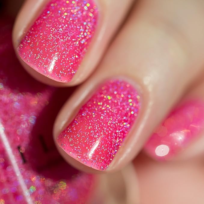 ILNP Misbehaving - Vivid Neon Pink Holographic Sheer Jelly Nail Polish