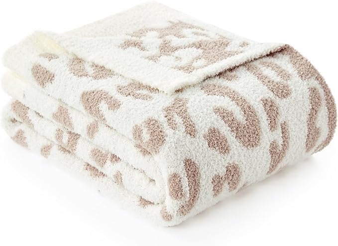 Snuggle Sac Ultra Soft Beige Leopard Blanket Twin Size - Oversized Reversible Cheetah Bedding Blanket, Leopard Pattern Throw Blankets for Bed, Sofa, Couch, 60x80 inches