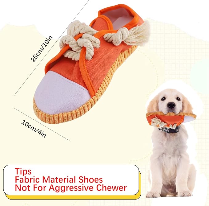 vocheer Durable Dog Chew Toy, Interactive Squeaky Shoe Toy, Orange