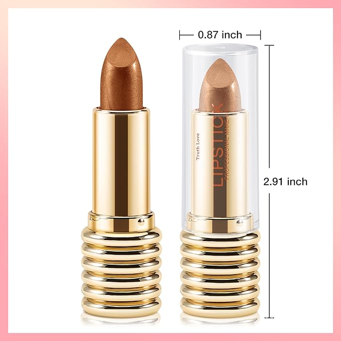 Boobeen Glitter Lipstick for Women Metallic Lip Stick Sparkling Shine Lip Makeup, Bold Smooth Lip Color High Pigment Long Lasting, Creamy Lipstick Full Coverage
