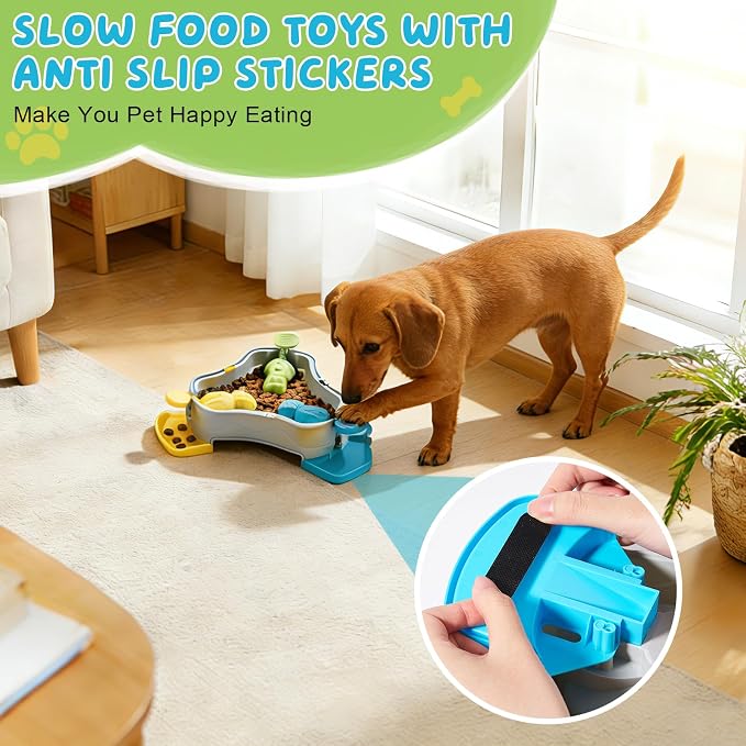 3-in-1 Interactive Dog Treat Dispenser, Multi-Pet-Share Dogs Slow Feeder Dispenser Puzzle, Press-to-Release Dog Puzzles for Smart Dogs, IQ Training and Mental Stimulation Puzzle Toys (Grey)