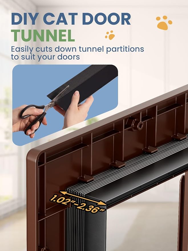Cat Door with Soft Magnetic Flap, Pets Up to 20 lb, Brown