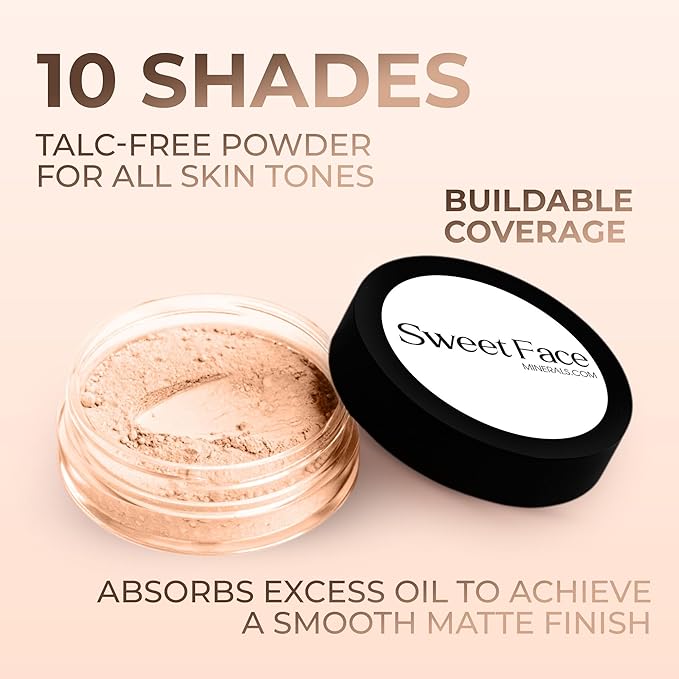 PINK BISQUE FOUNDATION (20g Mid Size Sifter Jar) – Loose Mineral Foundation Powder – Lightweight Matte Finish, Natural Tone – Sweet Face Minerals SPF 30