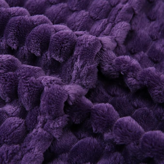 Puncuntex Deep Purple Throw Blanket 50"×60" Fuzzy 3D Jacquard Decorative | Flannel Fleece Super Soft Plush Cozy Blanket for Couch Sofa Chair Lightweight