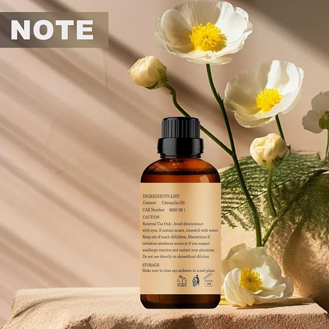 Citronella Essential Oils, 120ML Pure and Natural Essential Oil for Aromatherapy Diffuser - 4 Fl Oz