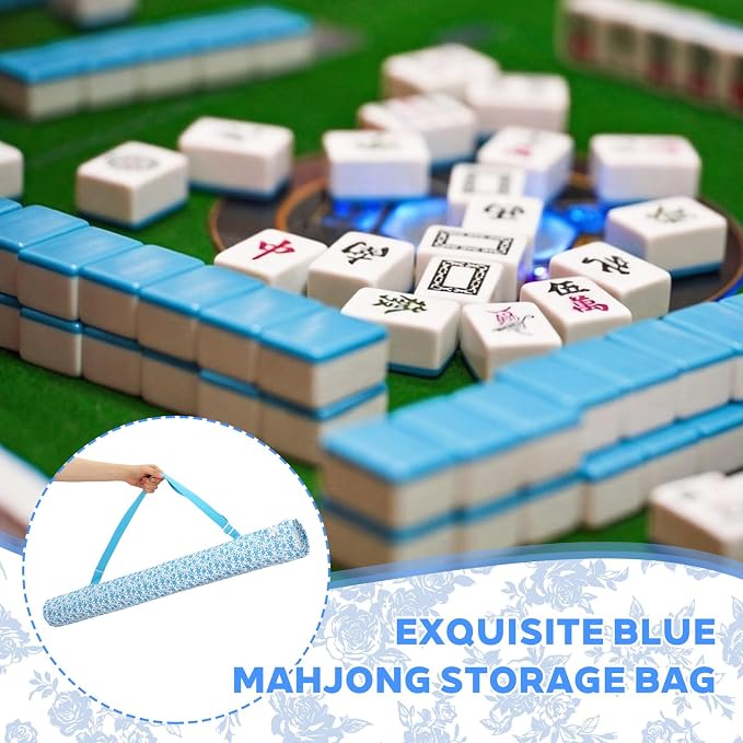Shinylin 35 Inch Mahjong Mat Carrying Bag with Strap, Printed Drawstring Mahjong Holder Bag Outdoor Travel Canvas Storage for Board Games, Yoga Mats, Tripod