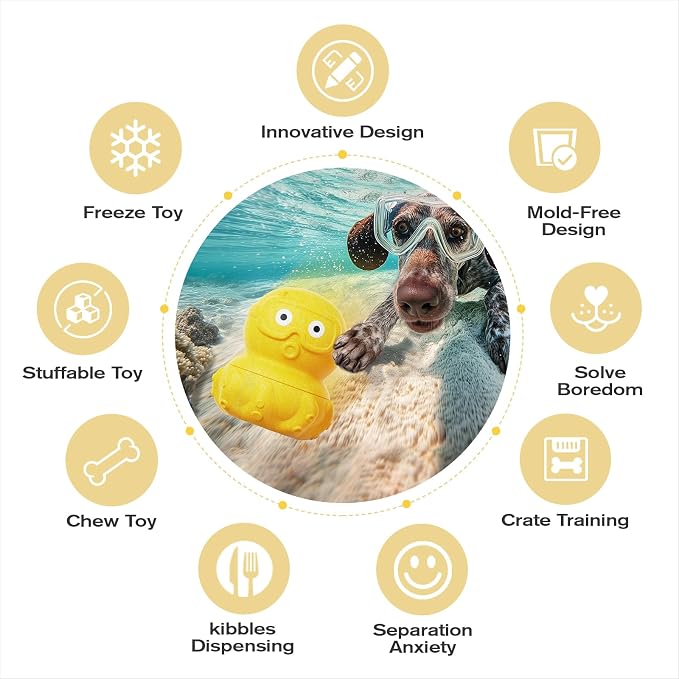 3-in-1 Treat-Dispensing Dog Puzzle Toy and Slow Feeder, Yellow