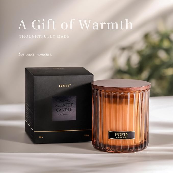 French Lavender Scented Candle with Crackling Wood Wick, Hand Poured Soy Wax Candle, Long Lasting Aromatherapy Candle for Home, Housewarming Gifts New Home, 5.29 Oz