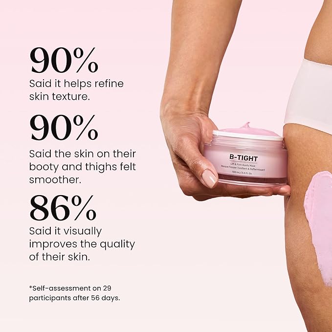 MAËLYS B-TIGHT Lift & Firm Booty Mask - Skin Tightening & Firming Cream for Booty & Thighs - Cellulite Cream with Caffeine & Brazilian Peppertree - Butt Mask for Smooth-Looking Skin (2 Pack)