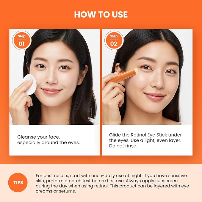 Retinol Caffeine Eye Balm Duo: Korean Under Eye Cream for Dark Circles, Puffiness, Eye Bags, Wrinkles & Fine Lines - 8-IN-1 Formula with Collagen, Niacinamide, Peptides & Hyaluronic Acid 0.45 OZ/13g