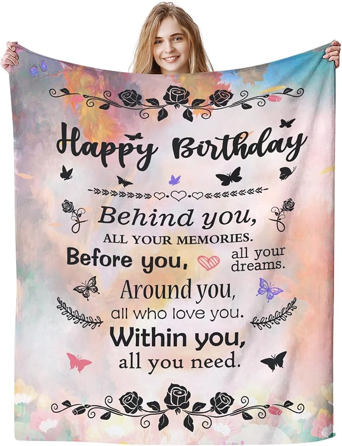 COMFAR Happy Birthday Gifts for Women, Unique Birthday Decorations, for Her 50" x 60"