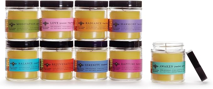Big Dipper Wax Works Beeswax Aromatherapy Candle, Radiance, Apothecary Glass, Ylang Ylang & Tangerine Scented, 25-Hour Burn, Pure Essential Oils, 2" x 2.5"