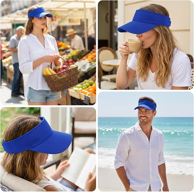 Topbuti Sports Sun Visor Hats for Women Men Adjustable Cotton Beach Baseball Tennis Golf Hat Caps UV Protection Visors