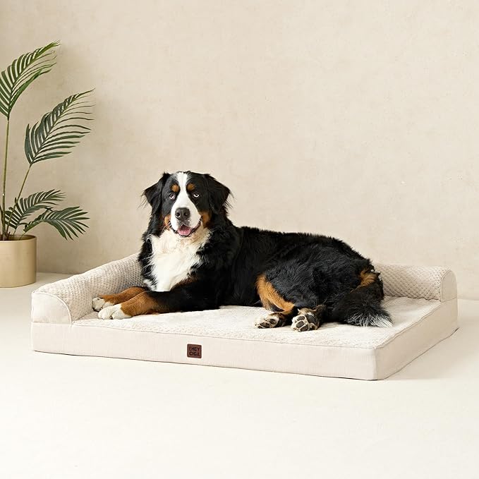 EHEYCIGA Extra Large Dog Bed Othorpedic, Memory Foam XL Dog Bed with Washable Removable Cover, Waterproof Pet Sofa Couch XLarge Size Dogs with Nonskid Bottom, 44x32x6.5, Beige | Washable Removable Cover, Waterproof Flat Pet Sofa Couch with Nonskid Bott...