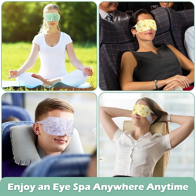 96 Packs Steam Eye Mask Disposable Self Heating Eye Mask for Dry Eyes Spa Warm Sleep for Home Office Travel Eyestrain Relieve