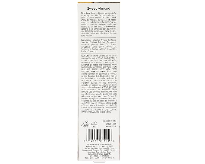 Hydrating Dry Body Oil - Sweet Almond by Cuccio Naturale for Unisex - 3.38 oz Oil