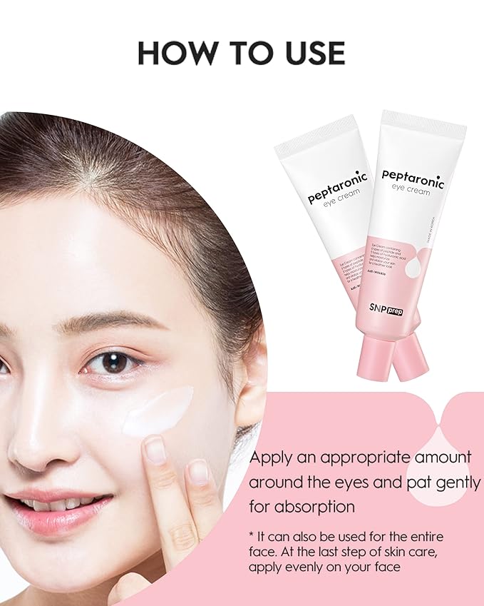 Snp 6 Peptides + 5 Hyaluronic Acid Eye Cream | Moisturizing & Soothing Under Eye Cream for Dark Circles and Puffiness | Korean Skincare Eye Repair Lotion | Peptaronic | 1.69 Fl Oz