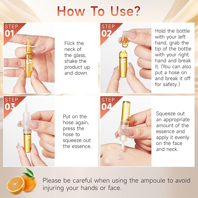 Vitamin C Face Serum, Hyaluronic Acid + Niacinamide + Ascorbic Acid, Anti Aging Facial Serum Ampoules for Wrinkles, Firmness & Moisturizing, Organic Vitamin C for Face with Three Boxes of 21 Ampoules